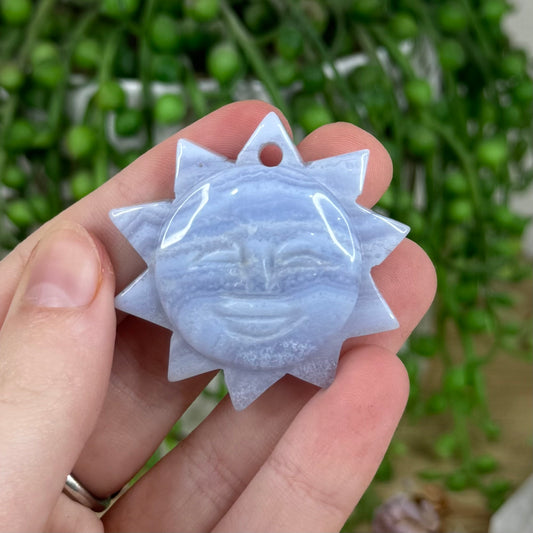 Blue Lace Agate Sun Face (D330)