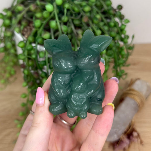 Green Aventurine Bunny Family (Y162)