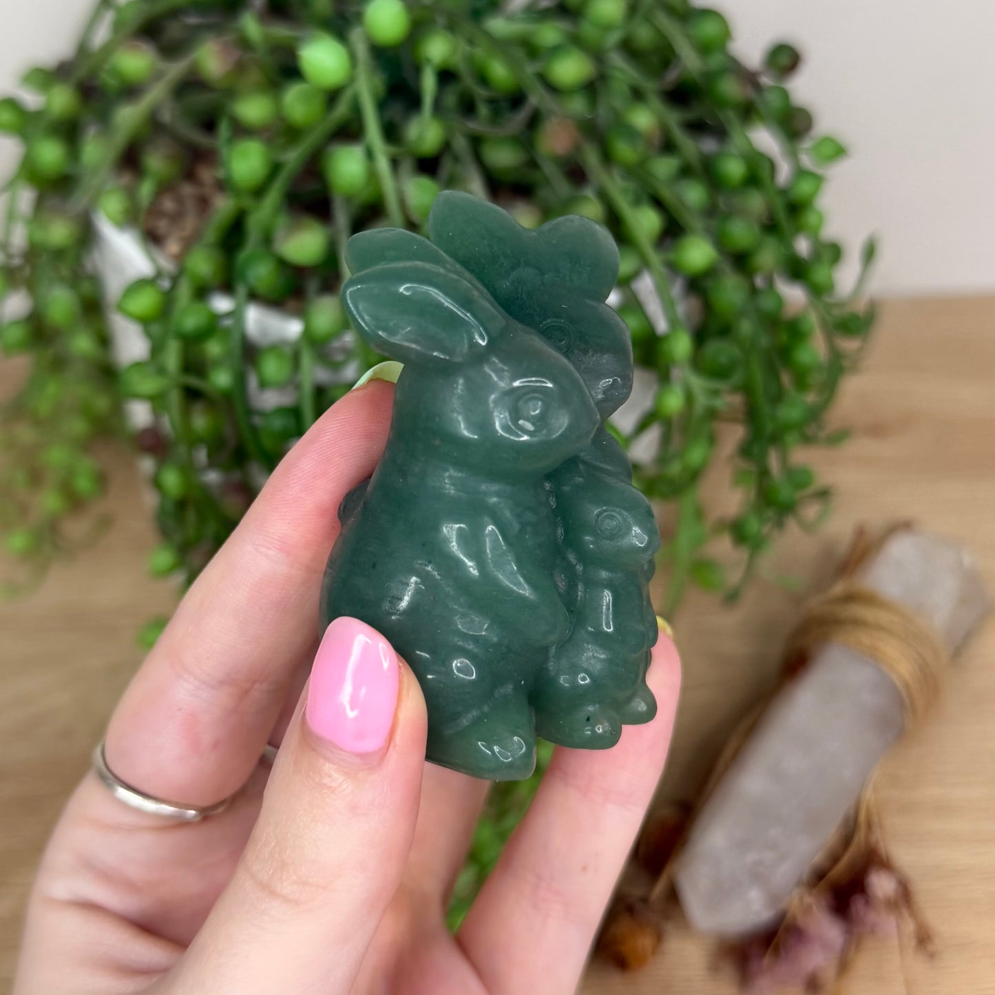 Green Aventurine Bunny Family (Y162)