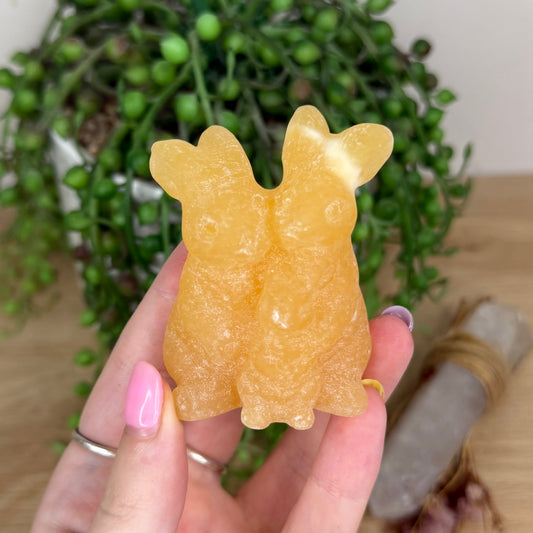 Yellow Calcite Bunny Family (Y160)