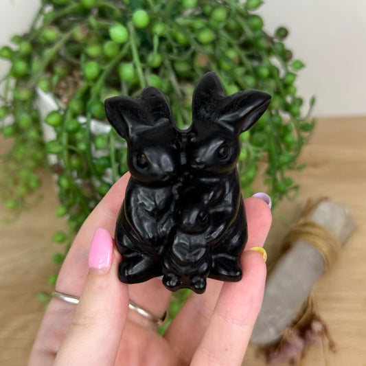 Black Obsidian Bunny Family (Y158)