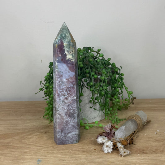 Moss Agate / Ocean Jasper Tower (S23)