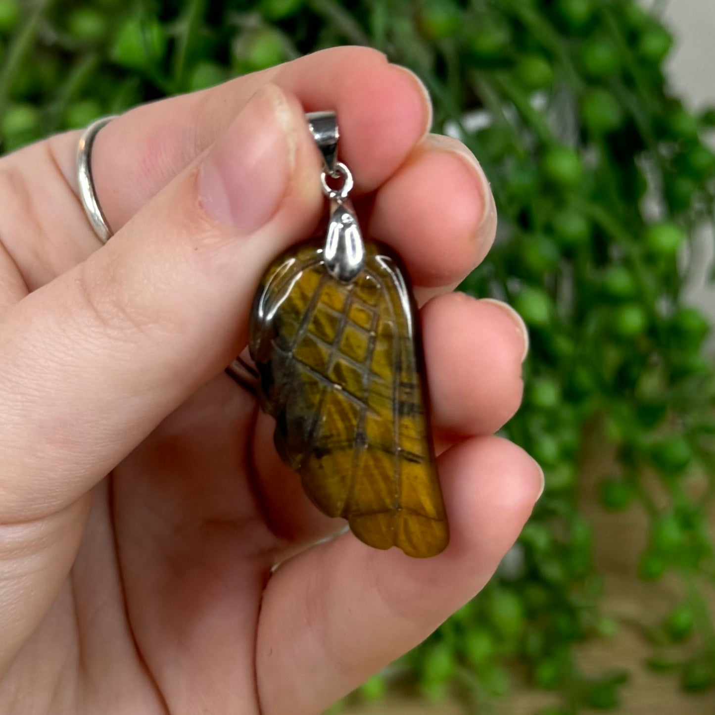 Tiger Eye Angel Wing Pendant