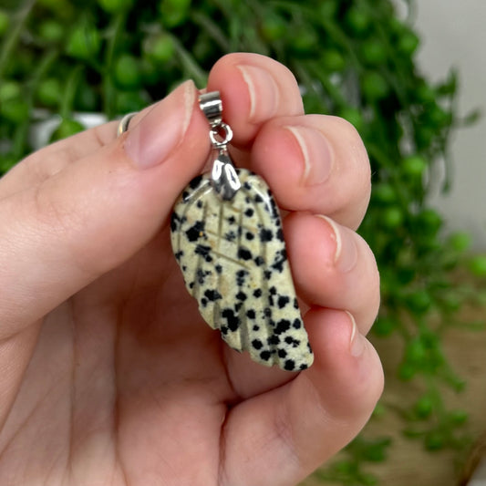 Dalmatian Jasper Angel Wing Pendant