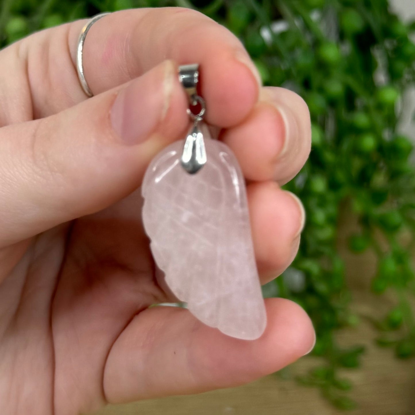 Rose Quartz Angel Wing Pendant