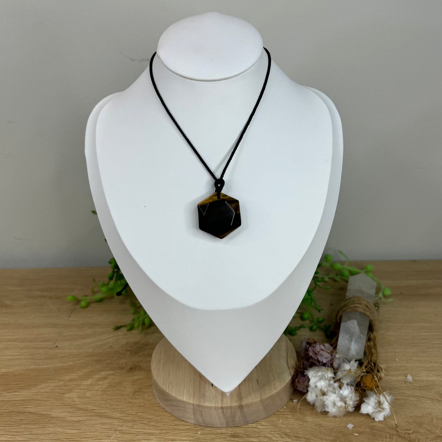 Tiger Eye Hexagon Necklace