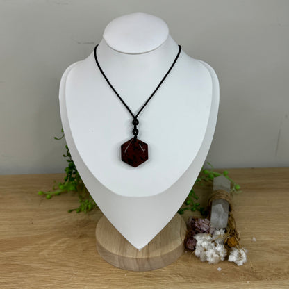 Mahogany Obsidian Hexagon Necklace