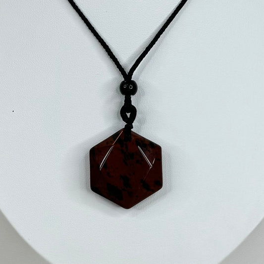 Mahogany Obsidian Hexagon Necklace