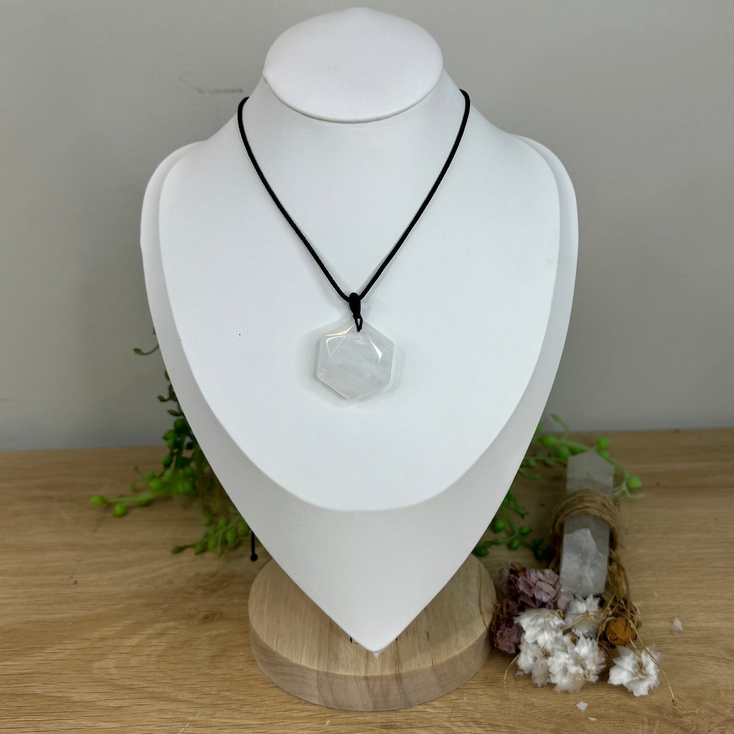 Clear Quartz Hexagon Necklace