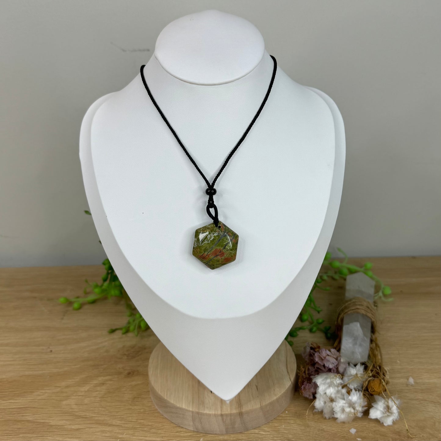 Unakite Hexagon Necklace