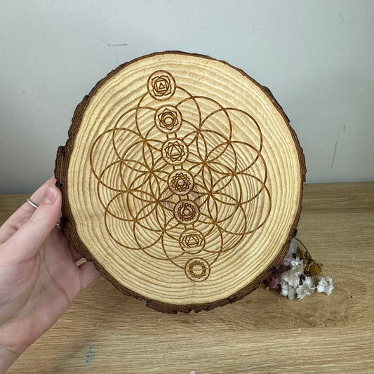 Chakra Wooden Log Slice