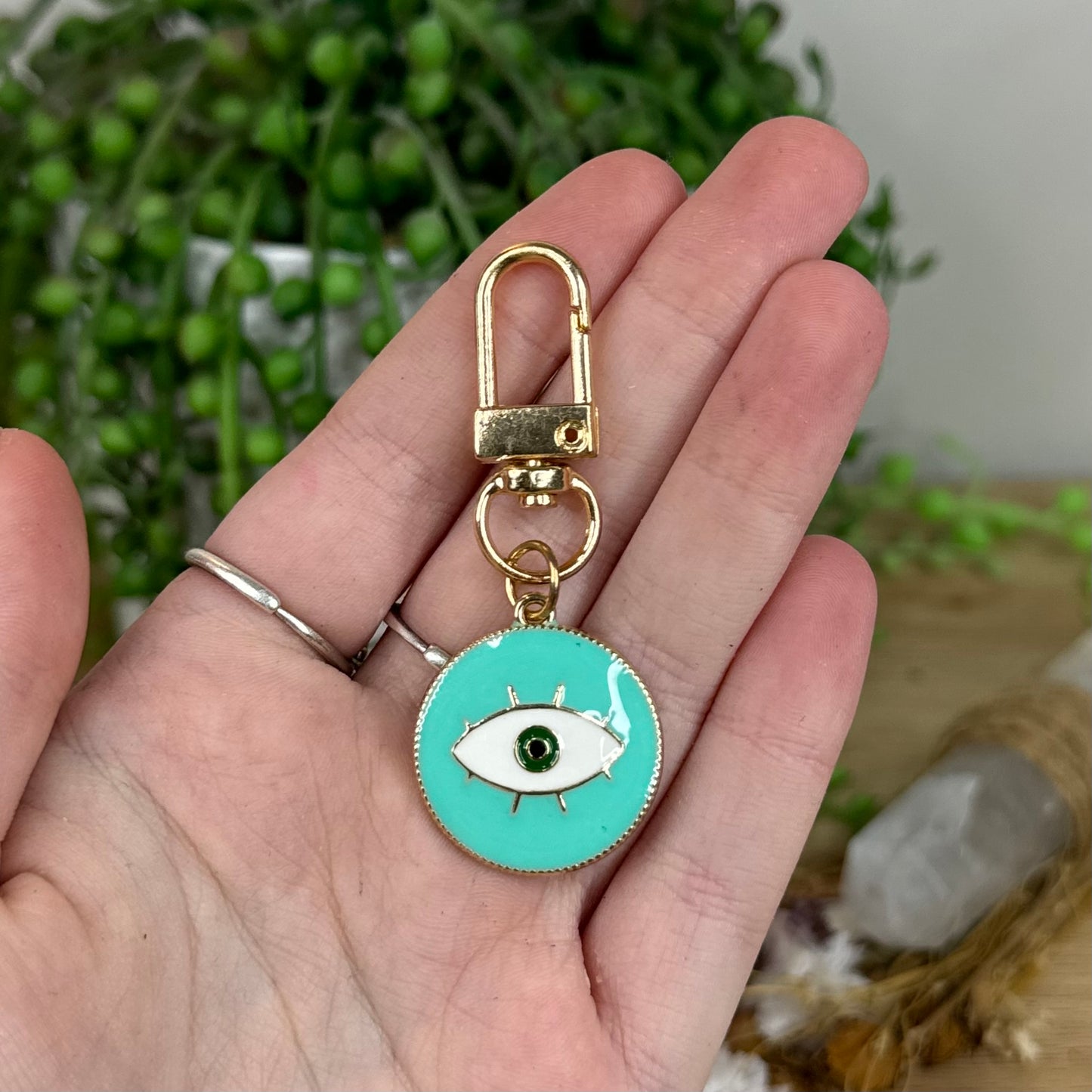 Aqua Evil Eye Keychain