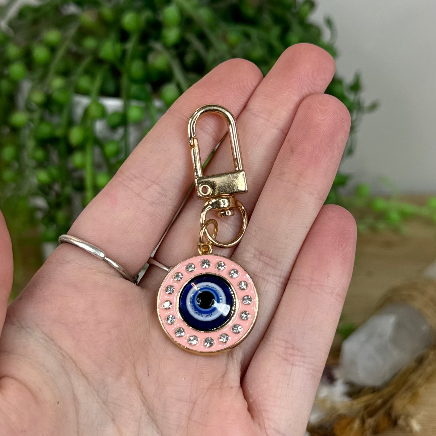 Pink Evil Eye Keychain