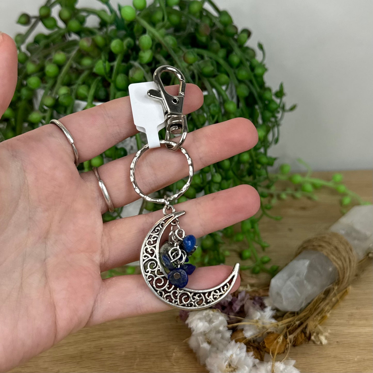 Lapis Lazuli Moon Keychain (D45)