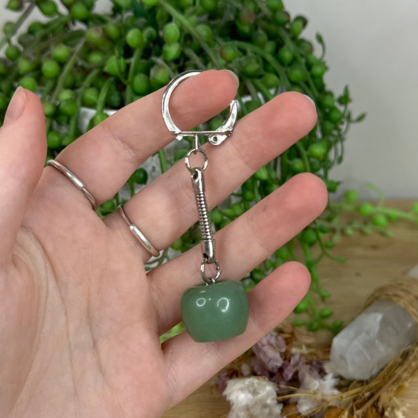 Green Aventurine Apple Keychain