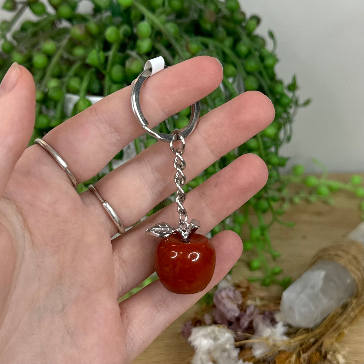 Red Jasper Apple Keychain