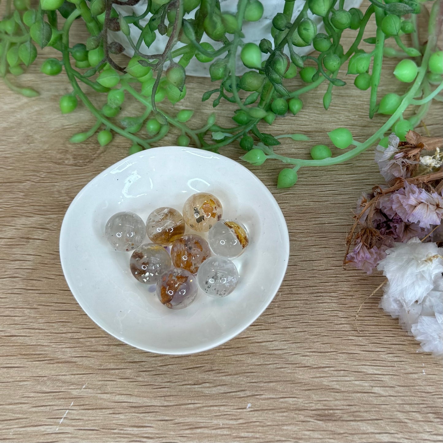 Garden Quartz / Pyrite Cage Mini Spheres