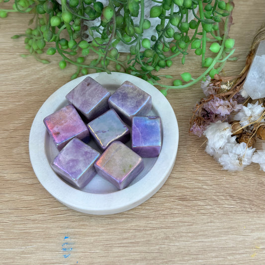 Aura Lepidolite Cubes