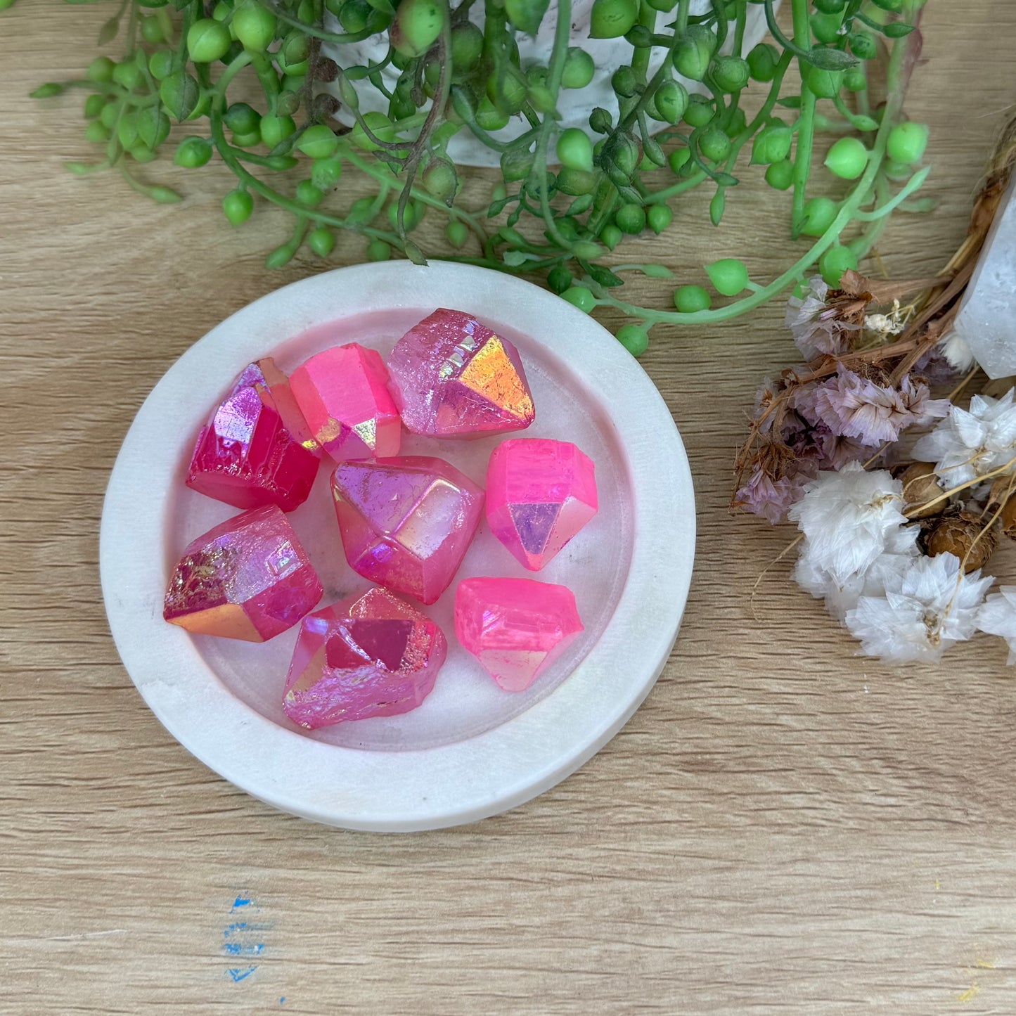 Pink Aura Clear Quartz Chunks