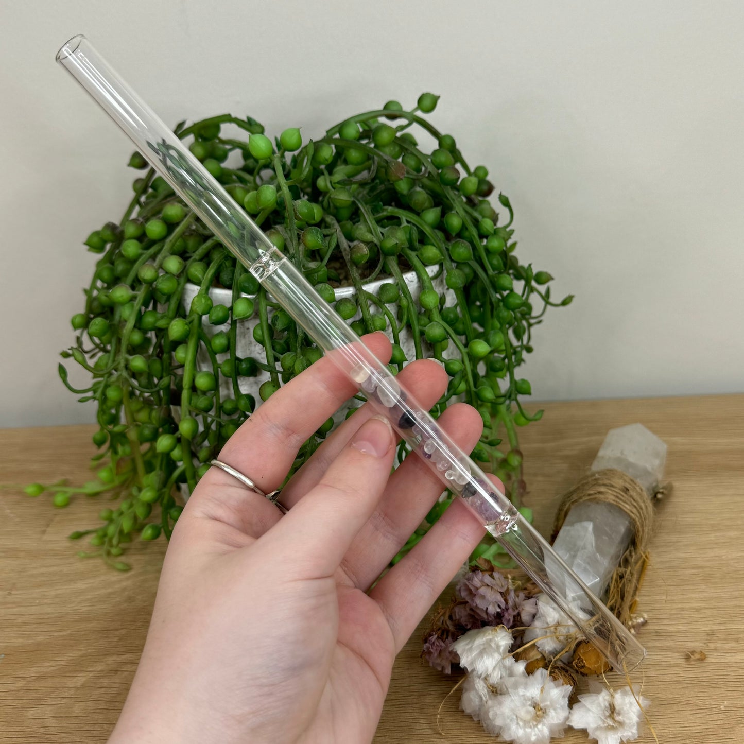 Fluorite Chip Glass Straw