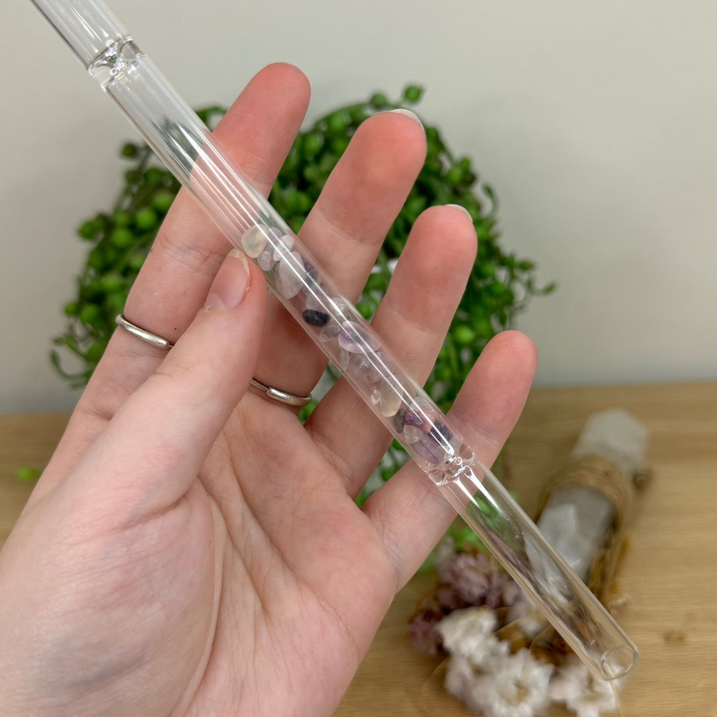 Fluorite Chip Glass Straw