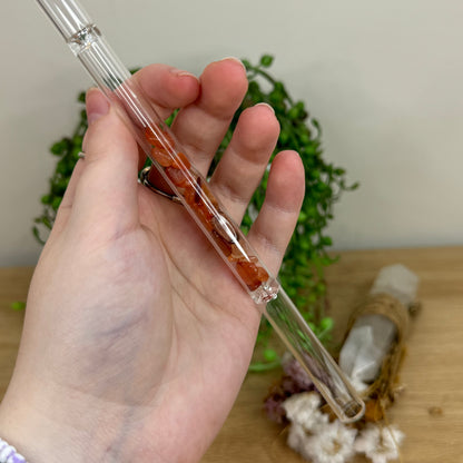 Carnelian Chip Glass Straw