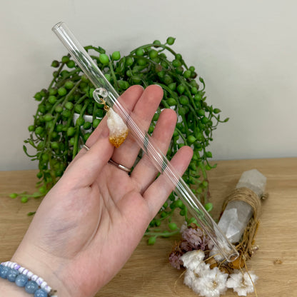 Citrine Raw Glass Straw