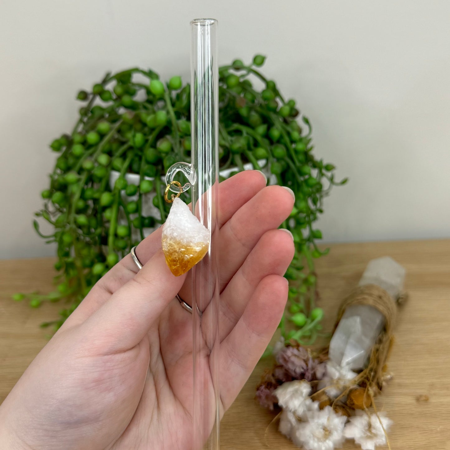 Citrine Raw Glass Straw