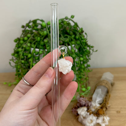 Clear Quartz Geode Glass Straw