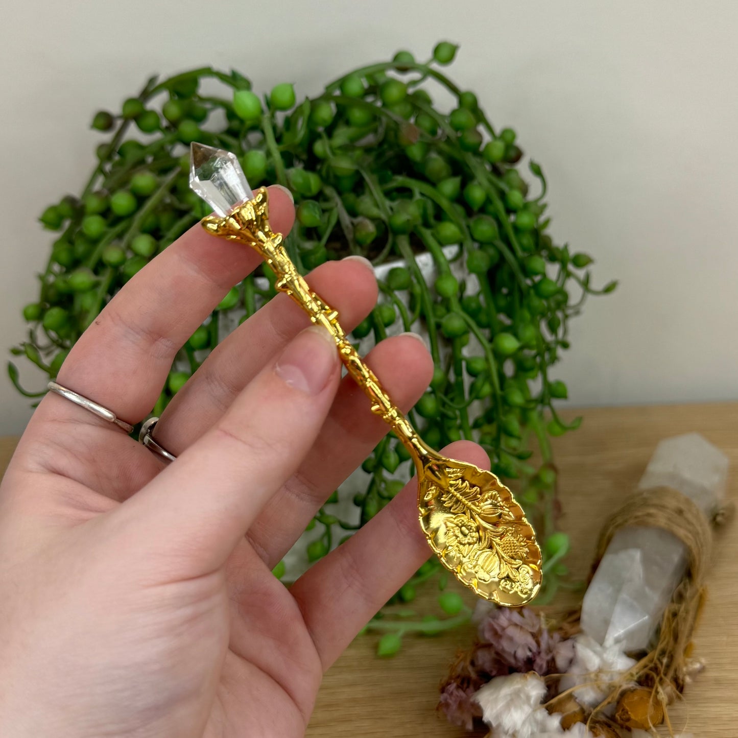 Gold Spoon With Resin Crystal