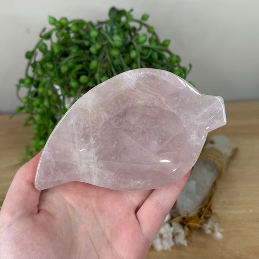 Rose Quartz Leaf Bowl (S422)