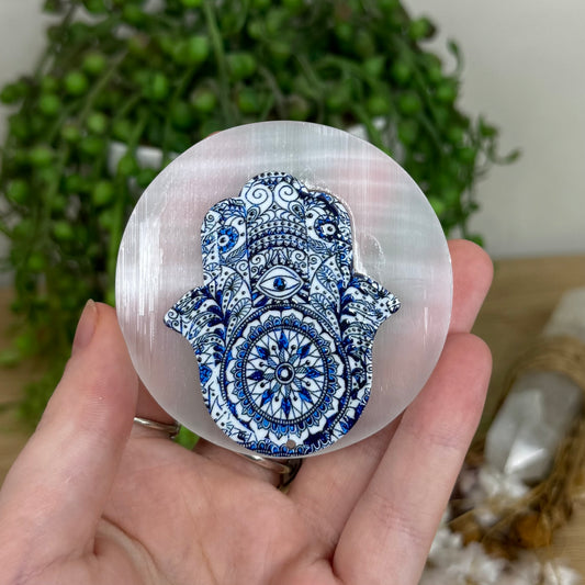 Selenite Hamsa Disc (F835)