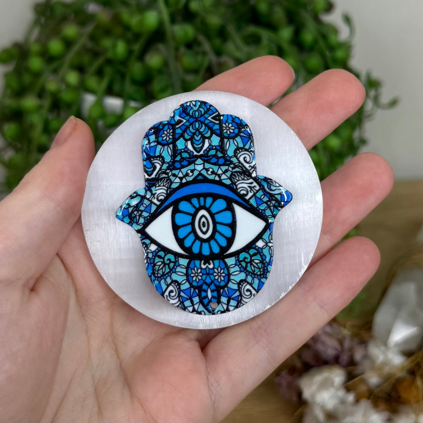 Selenite Hamsa Disc (F831)