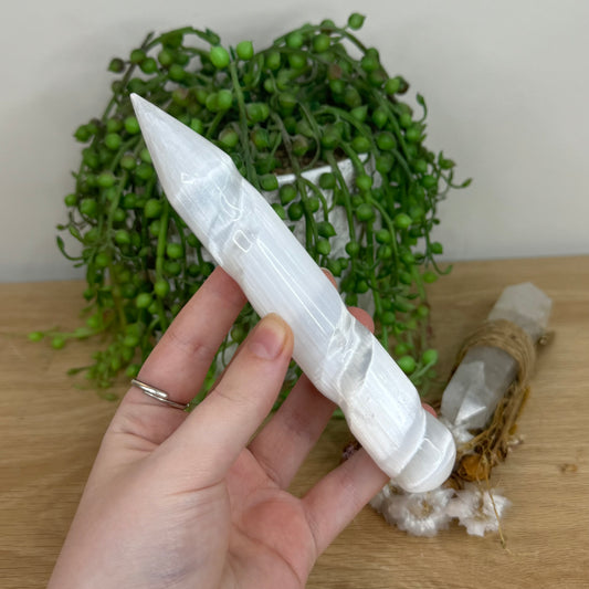 Selenite Swirl Wand (J260) (J258)