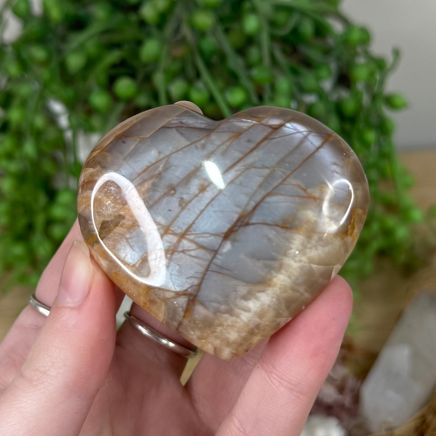 Peach Moonstone / Sunstone Heart (S392)