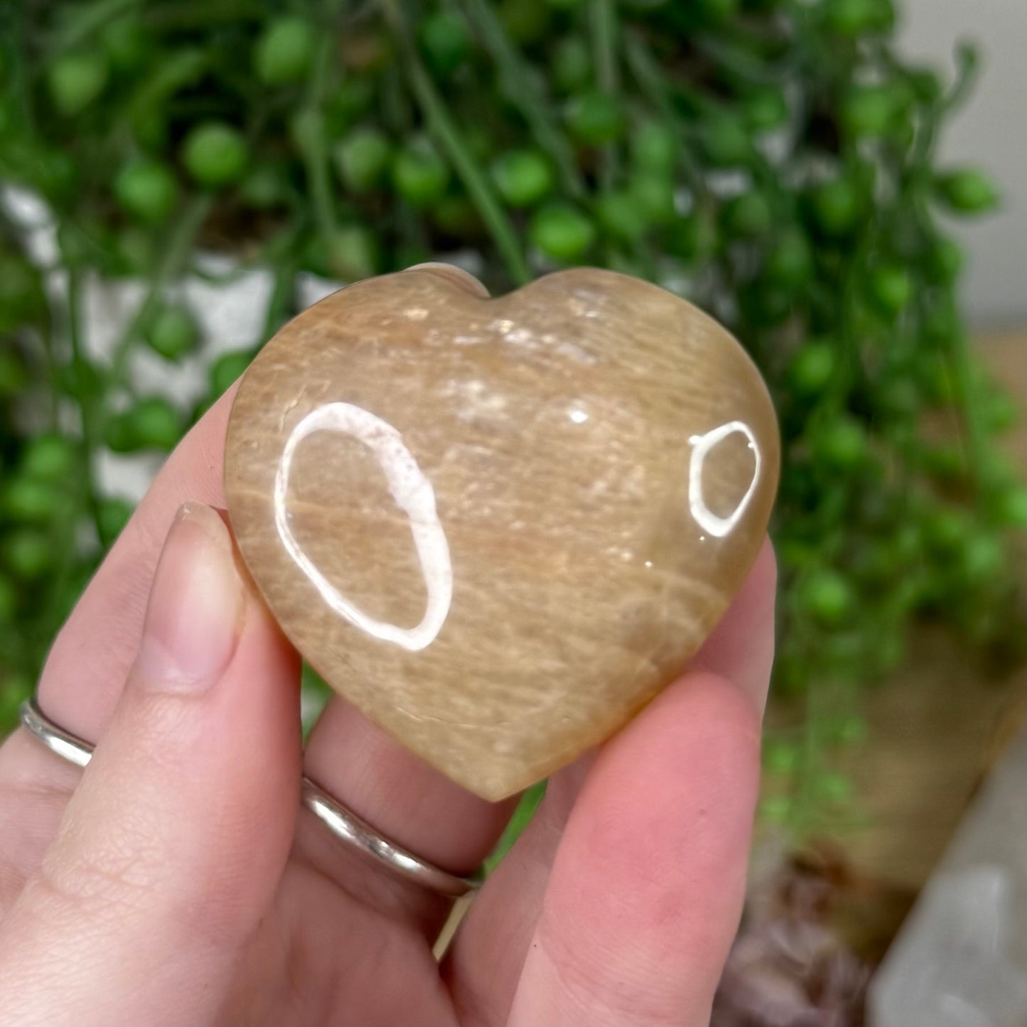 Peach Moonstone / Sunstone Heart (S371)