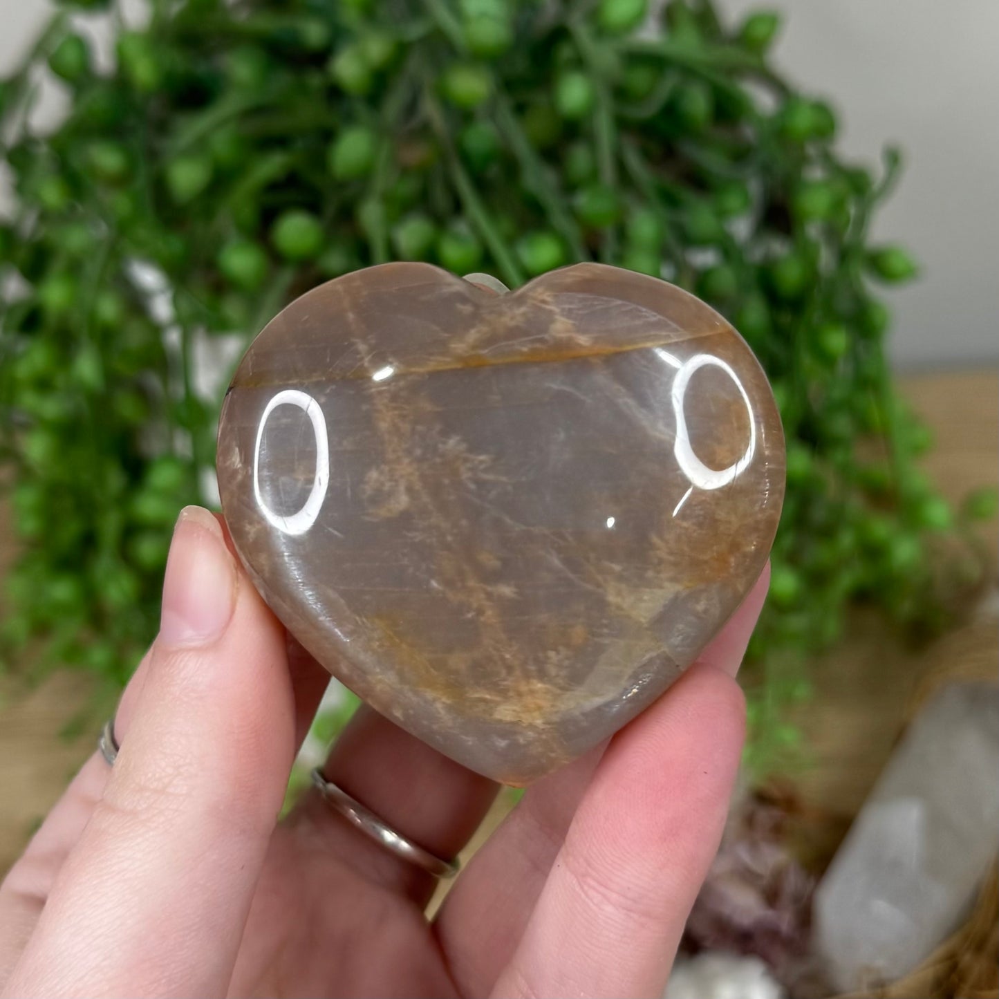 Peach Moonstone / Sunstone Heart (S393)