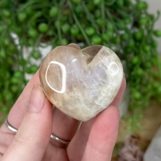 Peach Moonstone / Sunstone Heart (S372)
