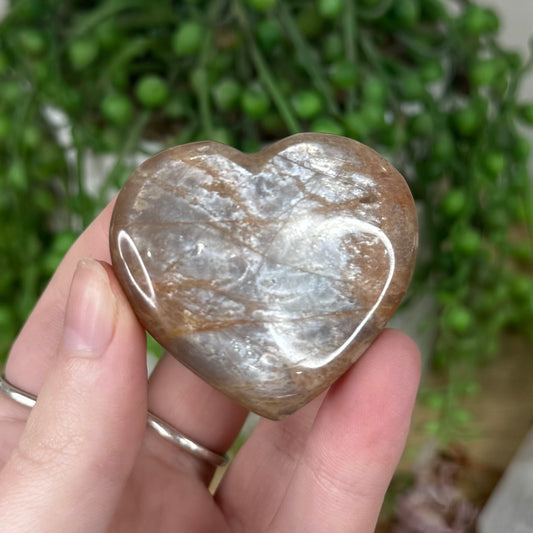 Peach Moonstone / Sunstone Heart (S377)