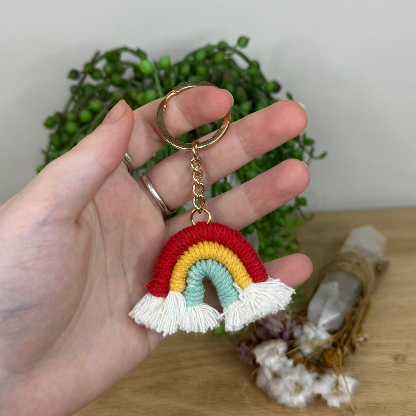 Rainbow Macrame Keychain