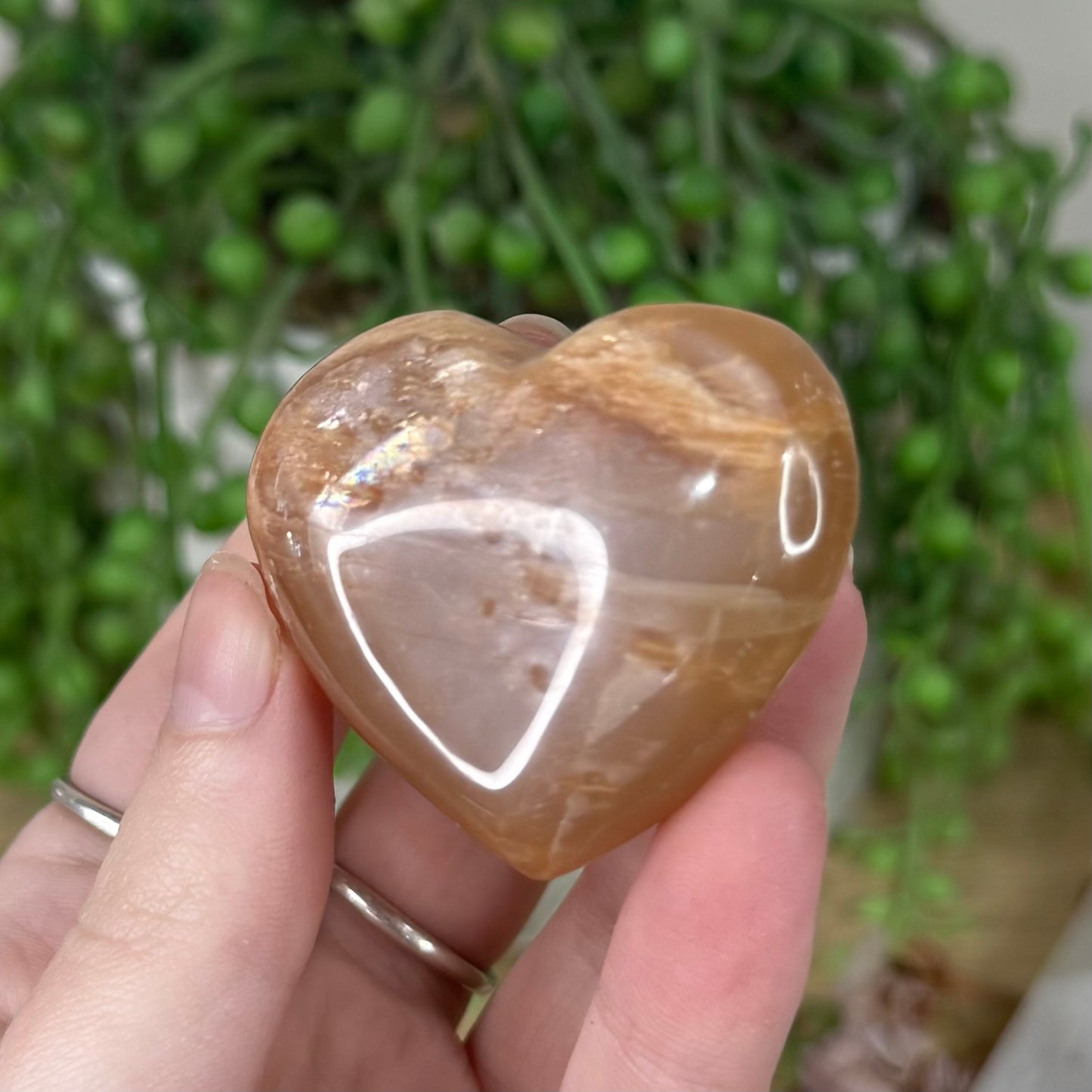 Peach Moonstone / Sunstone Heart (S381)