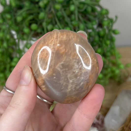 Peach Moonstone / Sunstone Palm Stone (S353)