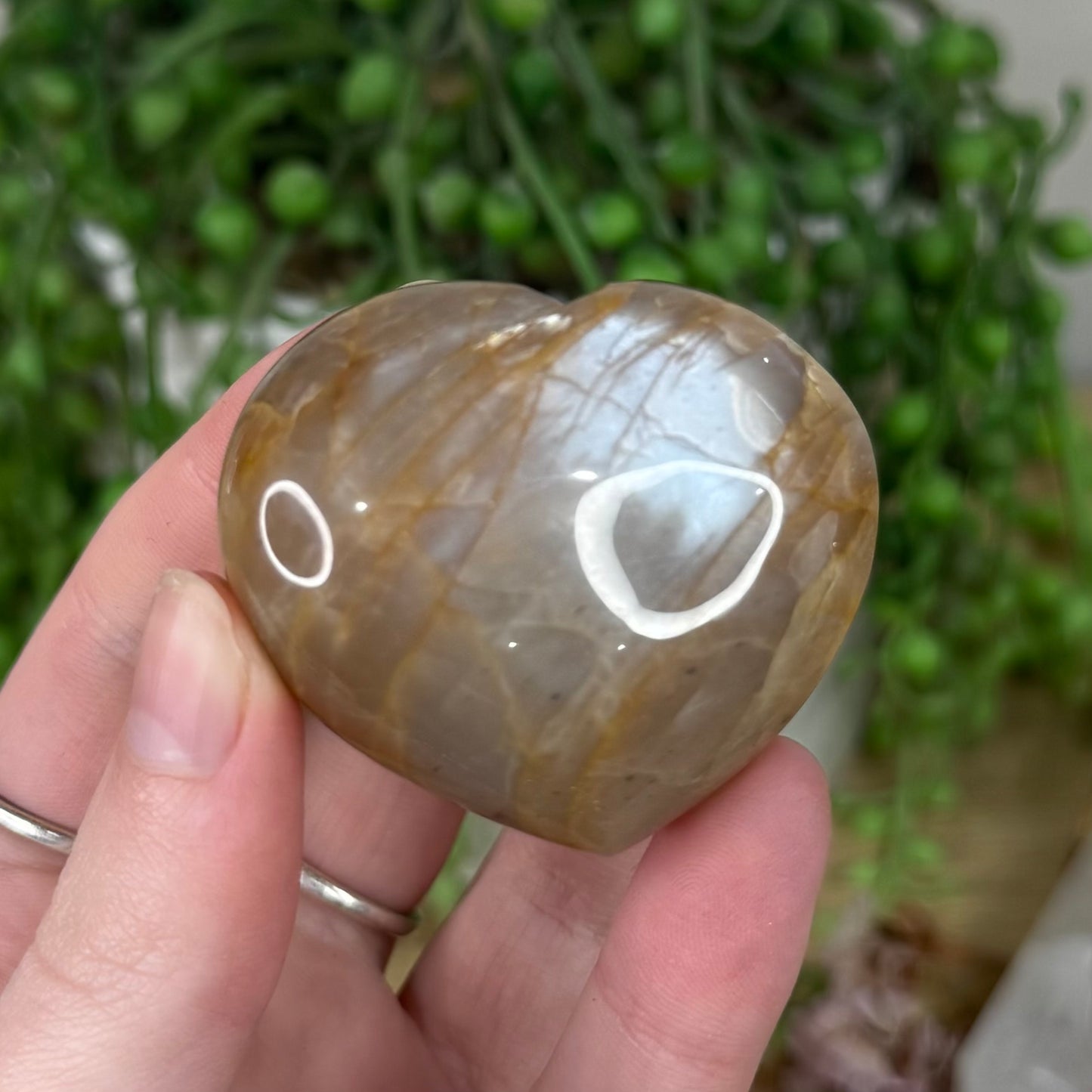 Peach Moonstone / Sunstone Heart (S387)