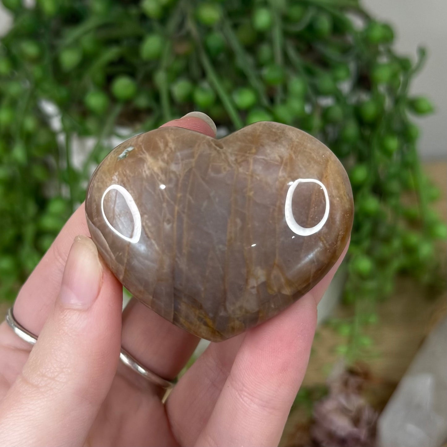 Peach Moonstone / Sunstone Heart (S383)
