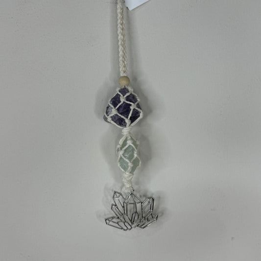 Amethyst / Fluorite Macrame Car Hanger (M854)