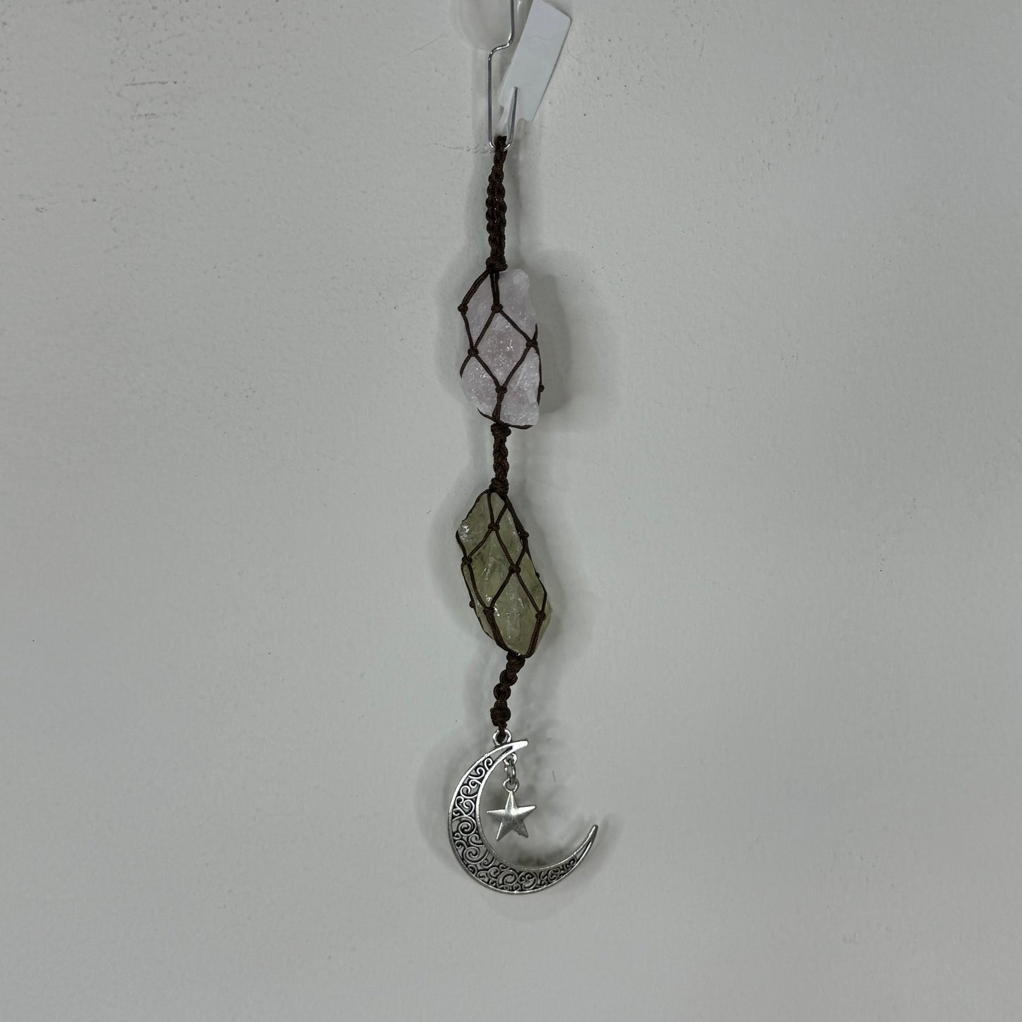 Rose Quartz / Citrine Macrame Car Hanger (M856)