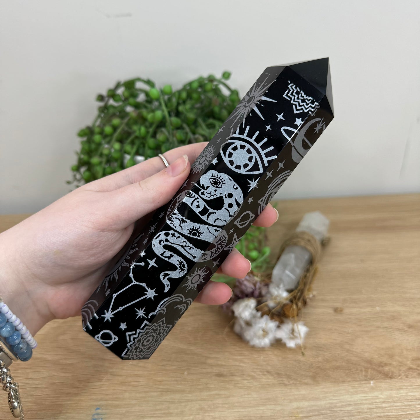 Silver Print Black Obsidian Tower (I451)