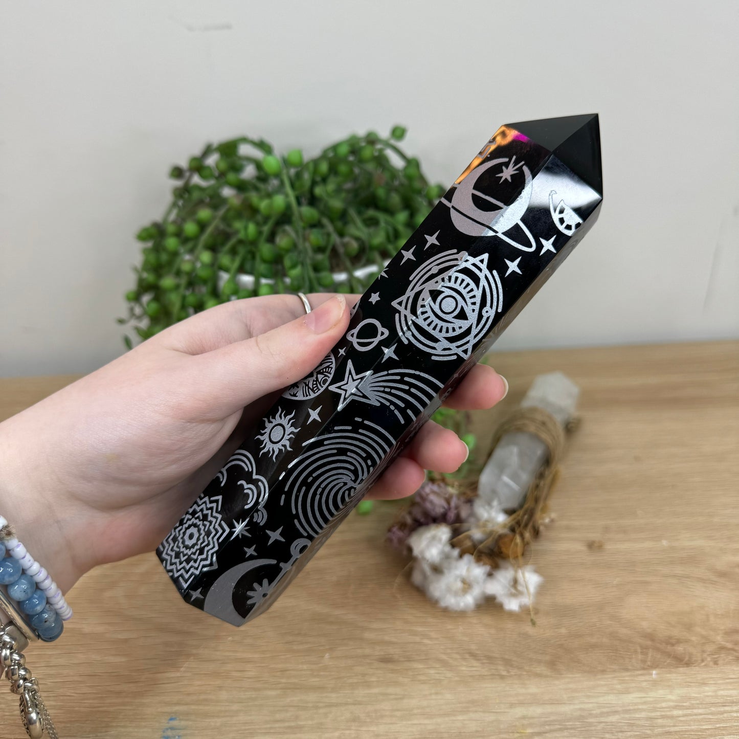 Silver Print Black Obsidian Tower (I451)
