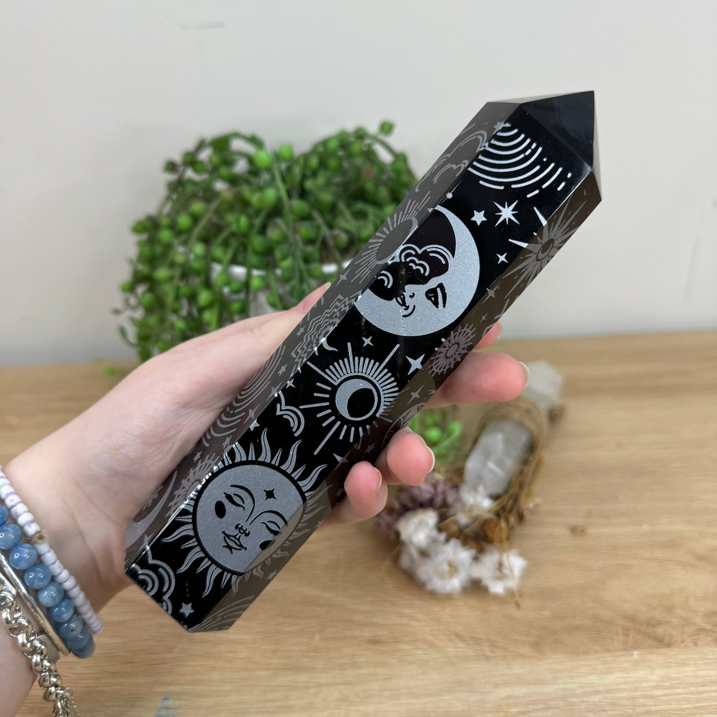 Silver Print Black Obsidian Tower (I451)