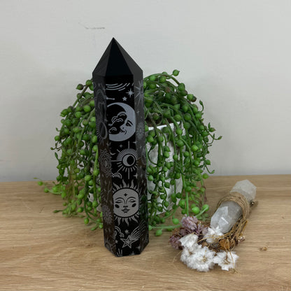 Silver Print Black Obsidian Tower (G456) (I452)